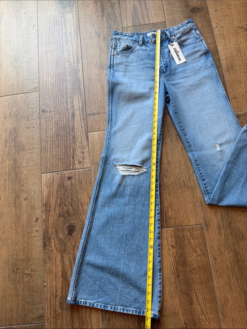 Wrangler Light Blue Distressed Flare Jeans - Women's - Picture 4 of 7